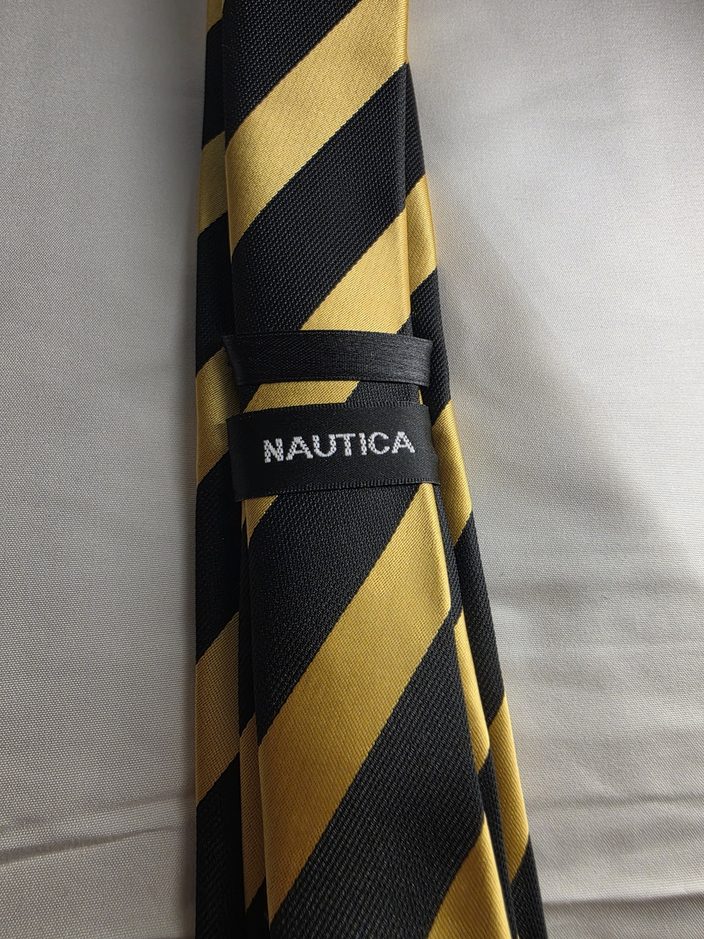 Nautica Black and Yellow Diagonal Stripe Silk Tie